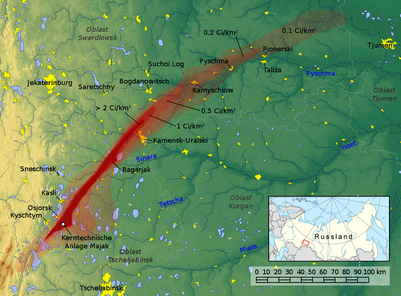 Mapa de los Urales donde ocurrió el desastre. Wikimedia Commons